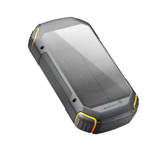Waterproof 20000mAh solar power bank with red light from Mead's Supply & Equipment Outfitters, outdoor portable charging device