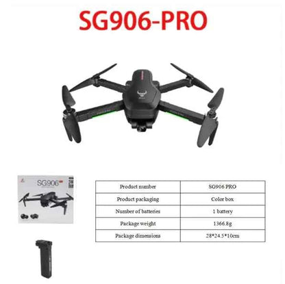 Mead's Supply SG906 PRO foldable GPS drone with 4K gimbal camera, laser obstacle avoidance, and storage bag for outdoor photography.