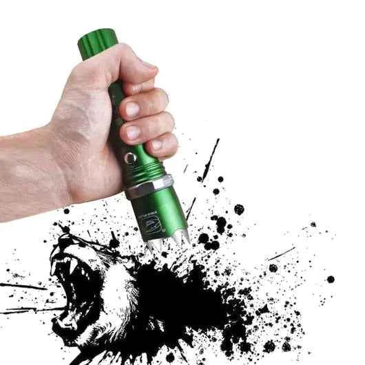 High-intensity LED flashlight with zoom, rechargeable outdoor light by Mead's Supply & Equipment Outfitters in black, ideal for outdoor activities.