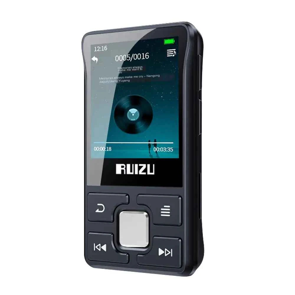Black Mead's Supply mini Bluetooth MP3 player with 1.8" screen, FM radio, E-book, and TF card support for outdoor music.