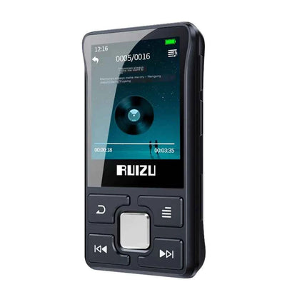 Black Mead's Supply mini Bluetooth MP3 player with 1.8" screen, FM radio, E-book, and TF card support for outdoor music.