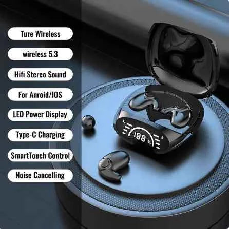Black Mead's Supply & Equipment Outfitters wireless Bluetooth headphones with voice control, 4-8 hour battery, outdoor electronics.
