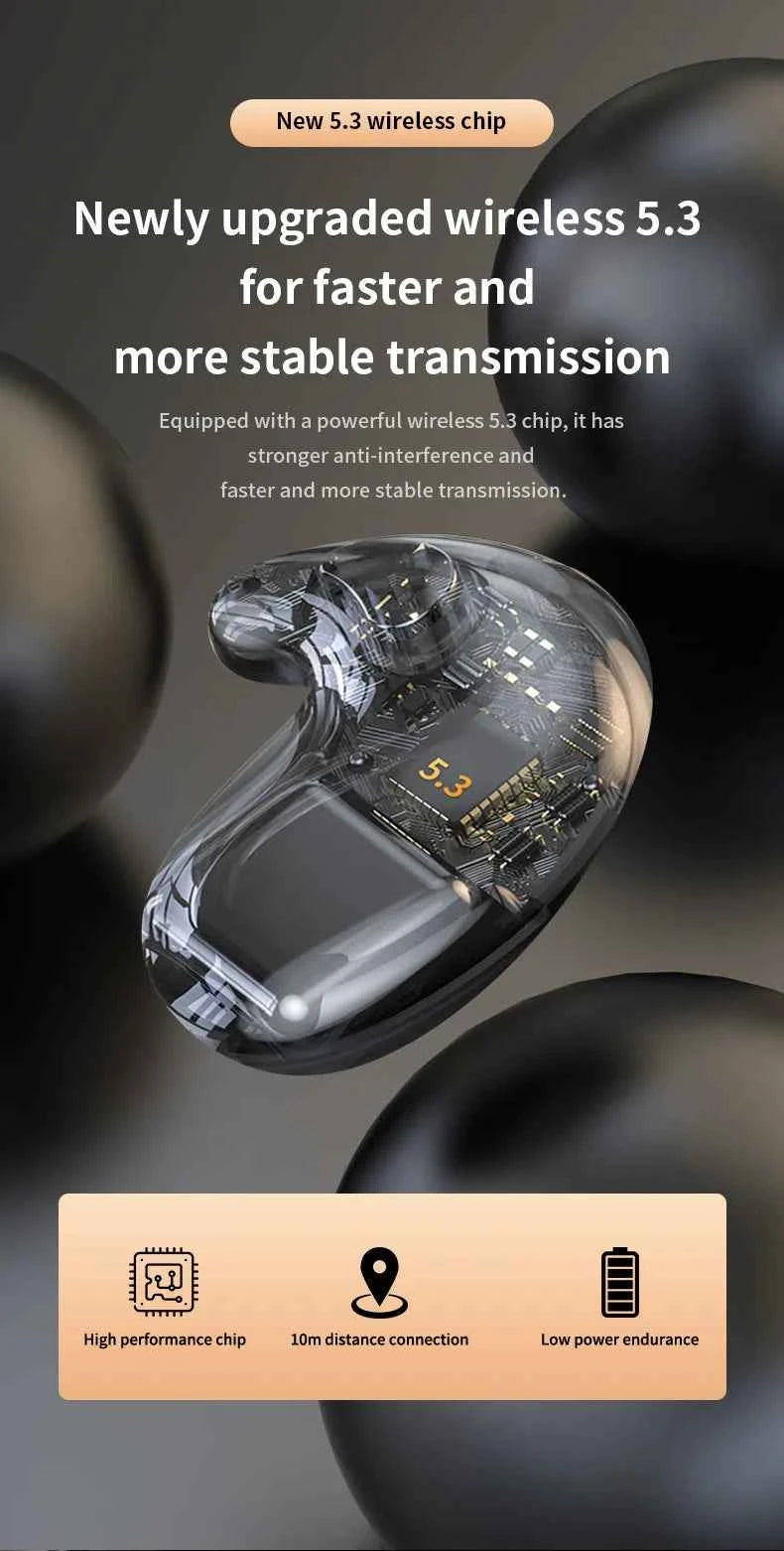 Black Mead's Supply Post-Ear Bluetooth headphones with wireless design, voice control, and 4-8 hour battery life, available in 3 colors.