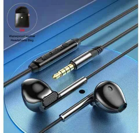 Black wired sports earphones by Mead's Supply, lightweight in-ear design for running and gym with secure fit.