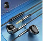 Black wired sports earphones by Mead's Supply, lightweight in-ear design for running and gym with secure fit.