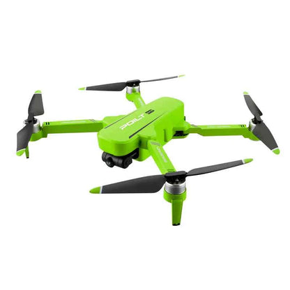 JJRC GPS drone with 6K dual HD camera, 3-axis gimbal, brushless motor, in green, shown outdoors with extended flight time.
