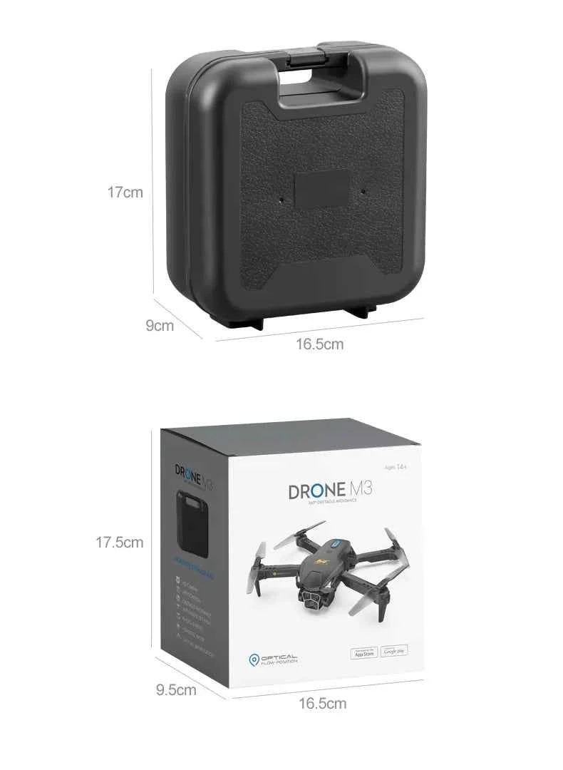 Orange and black UAV three-camera HD drone with optical flow positioning and obstacle avoidance, outdoor electronic from Mead's Supply.