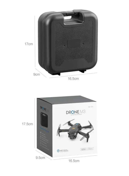 Orange and black UAV three-camera HD drone with optical flow positioning and obstacle avoidance, outdoor electronic from Mead's Supply.