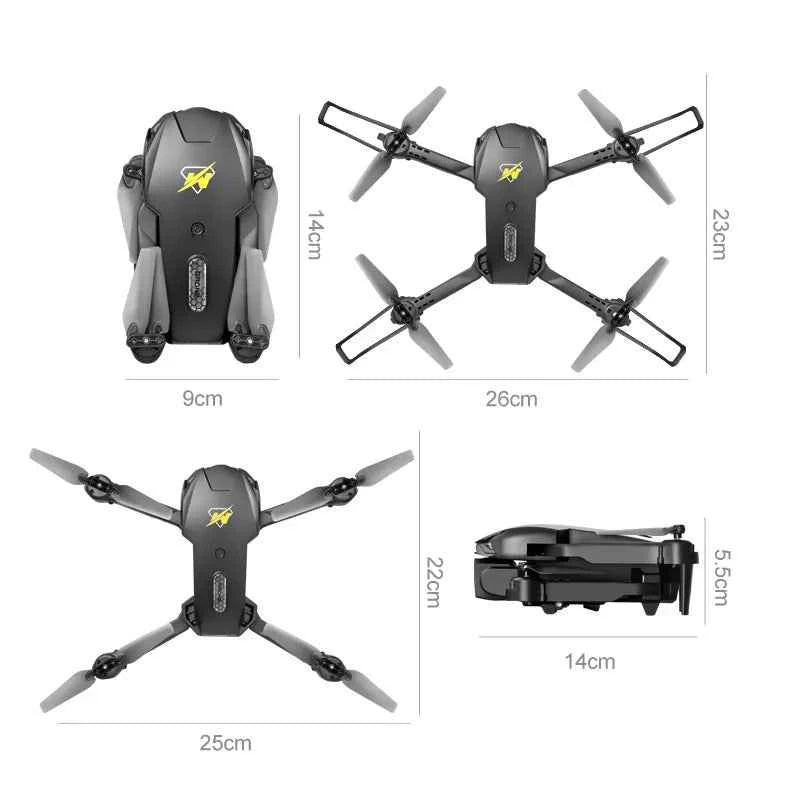 Orange and black UAV Three Camera HD Drone with optical flow positioning and obstacle avoidance, outdoor electronics by Mead's Supply.