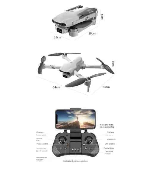 Mead's Supply F10 Folding GPS Drone with 4K HD camera, dual positioning, smart flight modes, and portable design for outdoor photography.