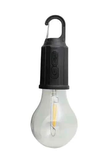 Portable camping LED lamp with rechargeable battery and magnetic base, designed for outdoor use by Mead's Supply & Equipment Outfitters.