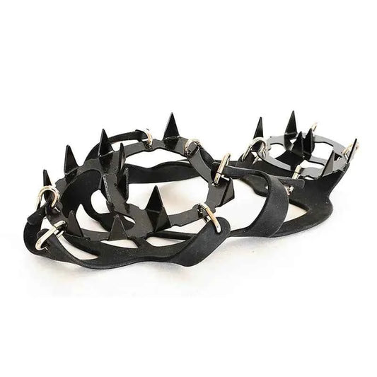 18-tooth stainless steel ice crampons for climbing with silicone anti-slip traction, outdoor equipment from Mead's Supply & Equipment Outfitters.