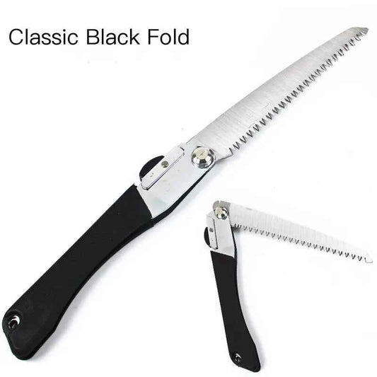 Folding hand saw by Mead's Supply & Equipment Outfitters, portable garden pruning saw for woodworking and outdoor use.