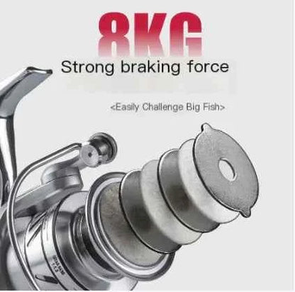 All-metal professional spinning fishing reel for sea fishing and casting, featuring metal wheel seat and rocker arm for durability.