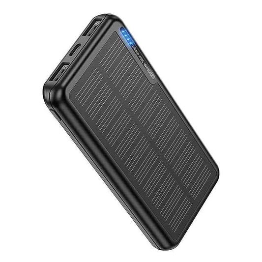 KUULAA 20000mAh solar power bank by Mead's Supply, portable black power bank with PD18W fast charging and multiple ports.