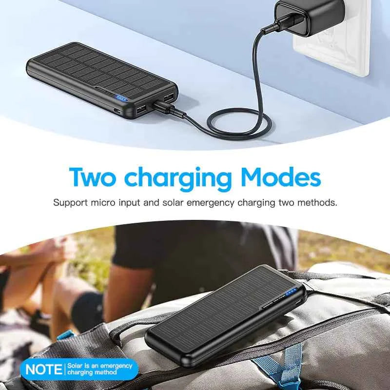 KUULAA 20000mAh solar power bank by Mead's Supply & Equipment with multi-port, PD18W fast charging, portable black design