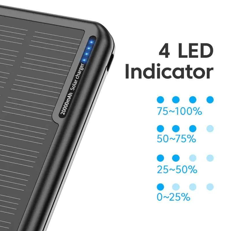 KUULAA 20000mAh solar power bank by Mead's Supply & Equipment Outfitters, portable black power bank with PD18W fast charging and multiple ports.