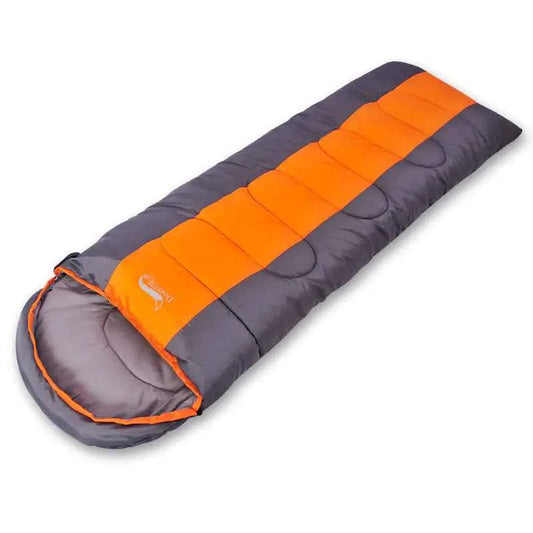 Green outdoor sleeping bag by Mead's Supply & Equipment Outfitters, suitable for camping, available in single and double sizes.