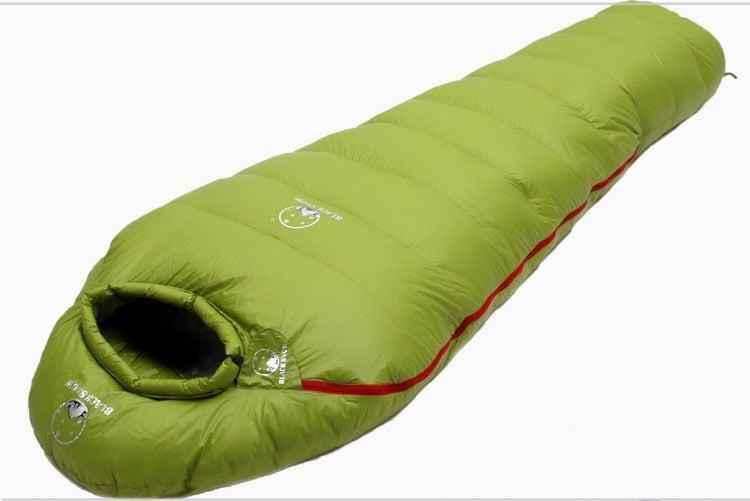 Yellow Mummy Goose Down Sleeping Bag by Mead's Supply & Equipment Outfitters, designed for outdoor camping and cold weather.