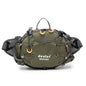 Deuter cycling sports waist bag by Mead's Supply, 10-inch black multi-pocket design for running and outdoor activities, unisex.