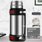 Large blue Mead's Supply & Equipment Outfitters insulated thermos, 1L capacity, made of durable 304 stainless steel.