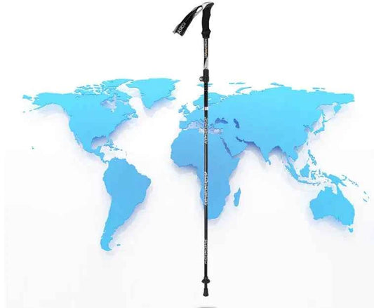 Black KORAMAN lightweight carbon fiber folding trekking poles, adjustable from 35-125cm, suitable for hiking and outdoor adventures.