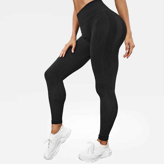 Black women's high waist yoga pants from Mead's Supply & Equipment Outfitters, featuring a slim fit, quick-dry fabric, and hip-lifting design.