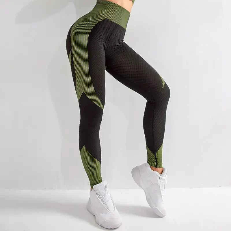 Black seamless hollow yoga pants for women by Mead's Supply & Equipment Outfitters, moisture-wicking breathable athletic leggings