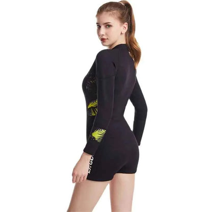 Women's 2.5MM neoprene wetsuit by Mead's Supply for thermal protection during surfing and cold water water sports.