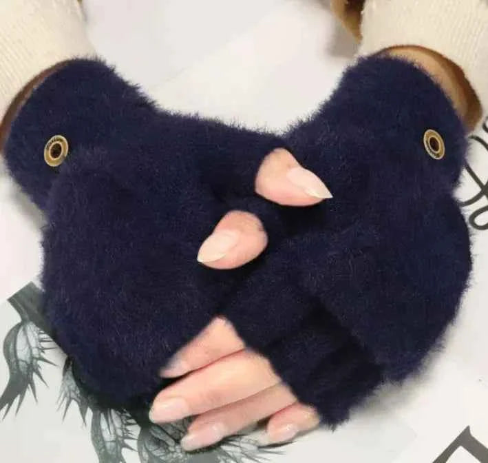 Brown and gray women's convertible fingerless gloves with warm fleece lining, ideal for winter accessories by Mead's Supply & Equipment.