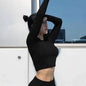 Women's dark grey quick-dry yoga pants training set by Mead's Supply & Equipment Outfitters, breathable activewear for workout and exercise.