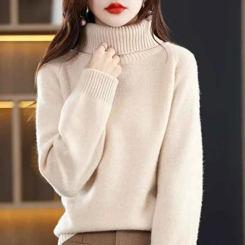 Women's green Merino Wool high neck sweater top by Mead's Supply & Equipment Outfitters, showcasing soft knit fabric and stylish fit.