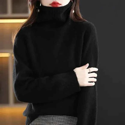 Women's green Merino wool high neck sweater top by Mead's Supply & Equipment Outfitters, showcasing a cozy, fitted knit design.