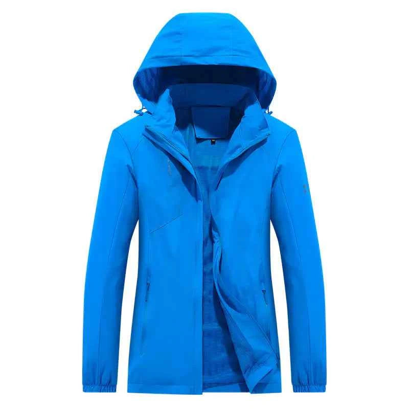 Women's windproof sports jacket by Mead's Supply & Equipment Outfitters, lightweight moon blue windbreaker for autumn outdoor activities.