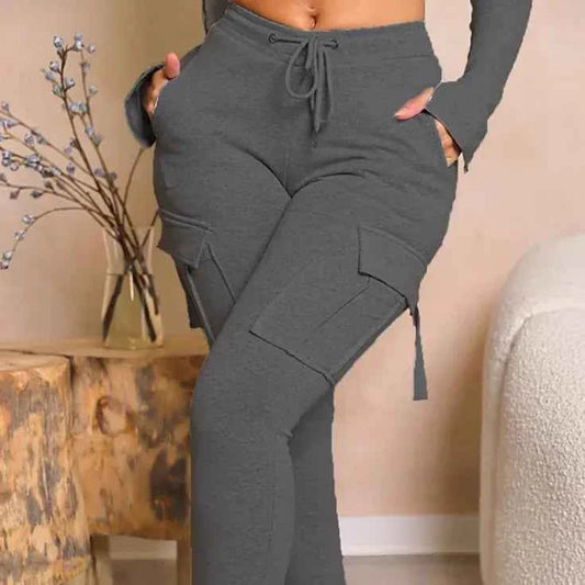 Pink high-waist utility cargo pants for women by Mead's Supply & Equipment Outfitters, featuring wide legs and multiple pockets.