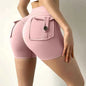 Women's high waist stretch yoga shorts by Mead's Supply & Equipment, quick-dry athletic shorts ideal for gym and fitness activities.