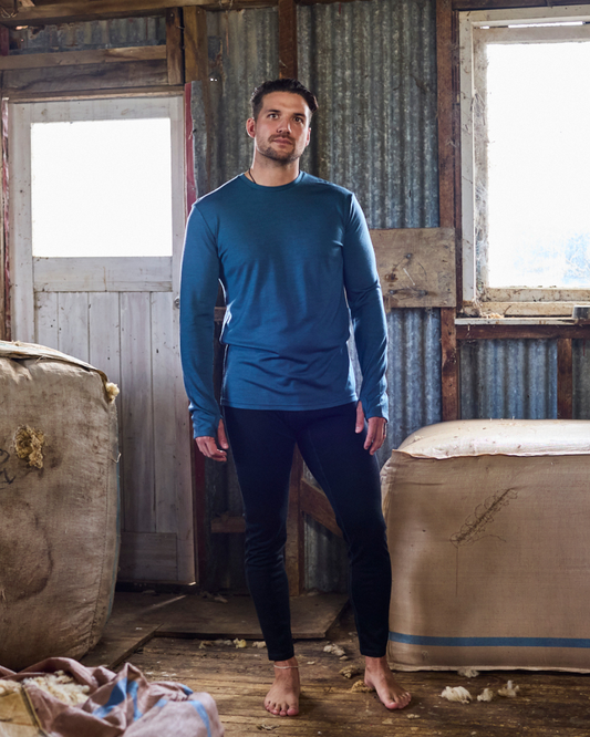 Men's black Base Pant by Merino 365 NZ made from 100% merino wool, casual men's pants for comfortable wear.