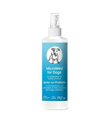 MicroMed for Dogs Acute Care in a 250ml bottle, designed for immediate veterinary care and treatment for dogs.