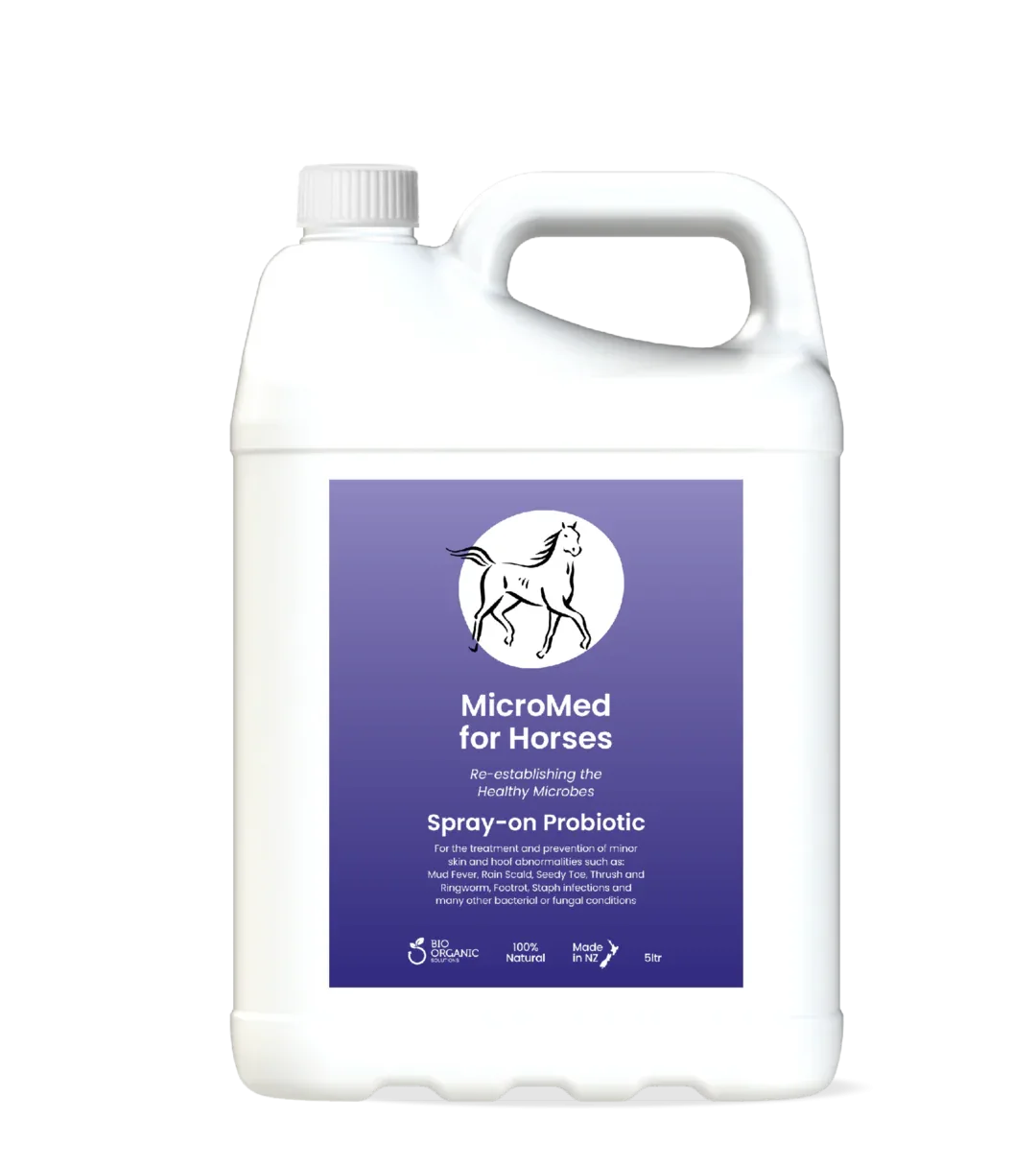 MicroMed for Horses Acute Care immediate care product in a 500ml bottle, used for horse health and emergency treatment.