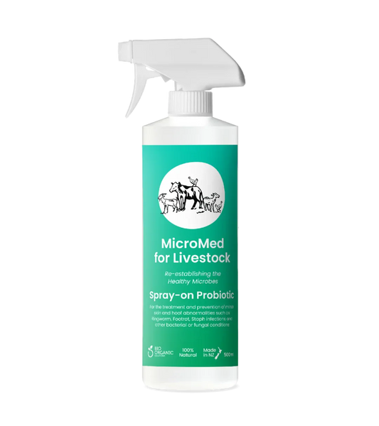 MicroMed Livestock Care Immediate Care 500ml bottle for acute animal health management in livestock.