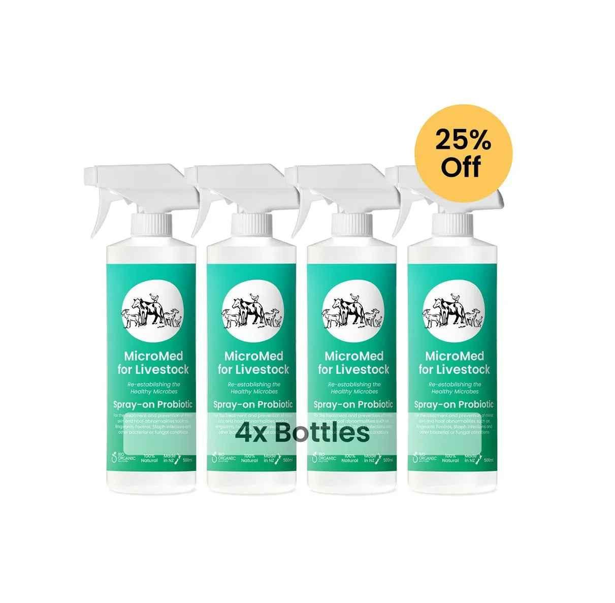 MicroMed Livestock Care for Acute Animal Health Management, 500ml bottle of immediate care solution for livestock health.