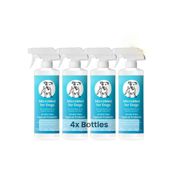 MicroMed for Dogs Acute Care bundle with four 500ml bottles, designed for immediate veterinary care for dogs.