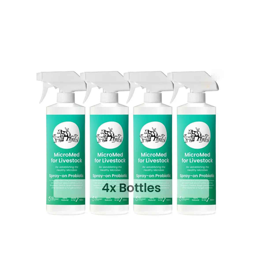 MicroMed Livestock Acute Care bundle with four 500ml bottles, designed for immediate veterinary treatment of livestock.