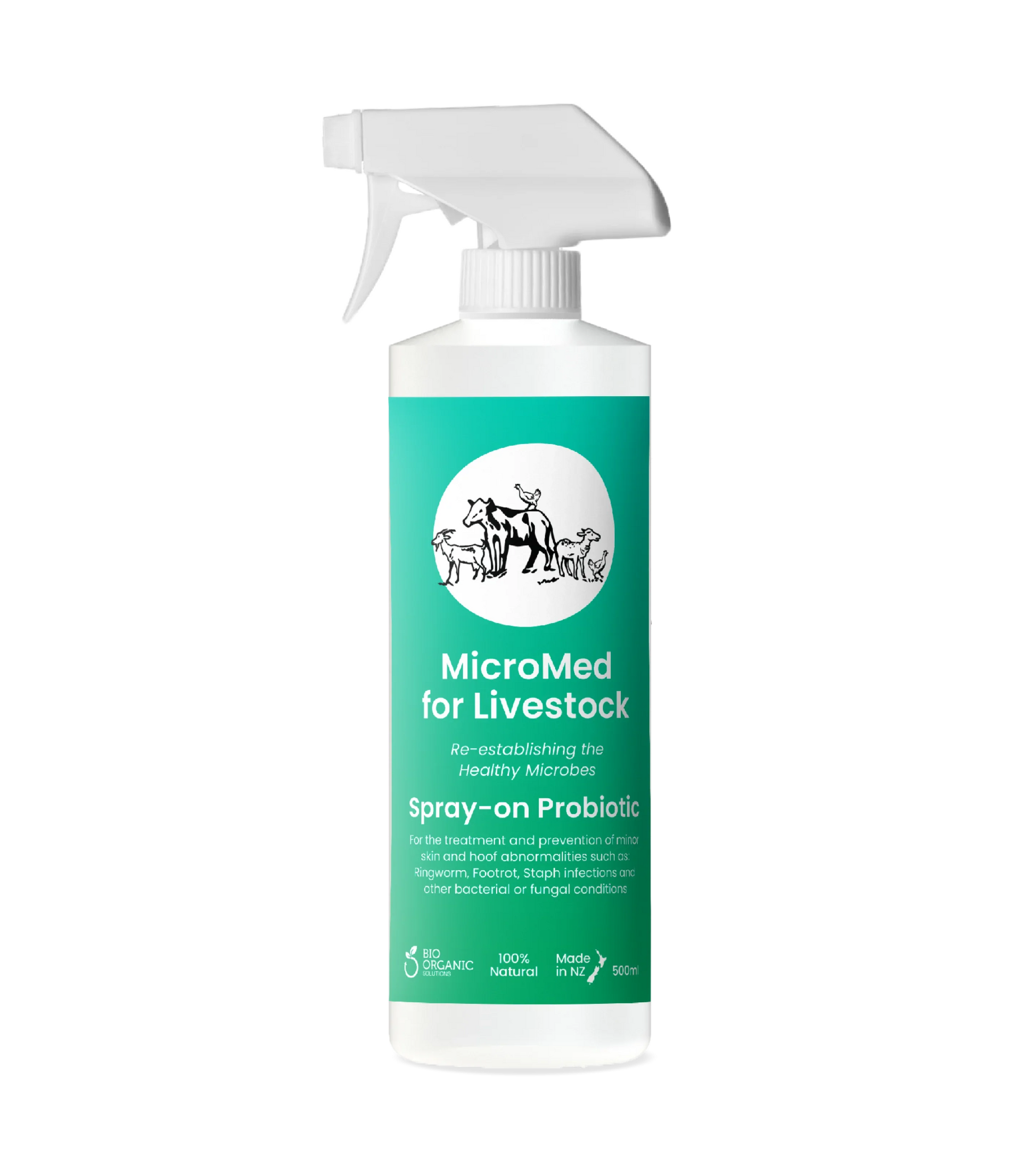 MicroMed Livestock Acute Care bundle with four 500ml bottles, ideal for immediate livestock health treatment.
