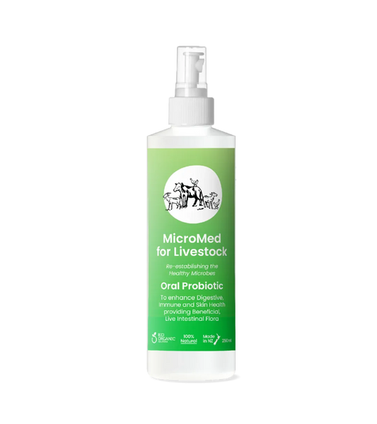 MicroMed Livestock Care Ongoing Care 250ml bottle for daily animal health and well-being, featuring the MicroMed brand.