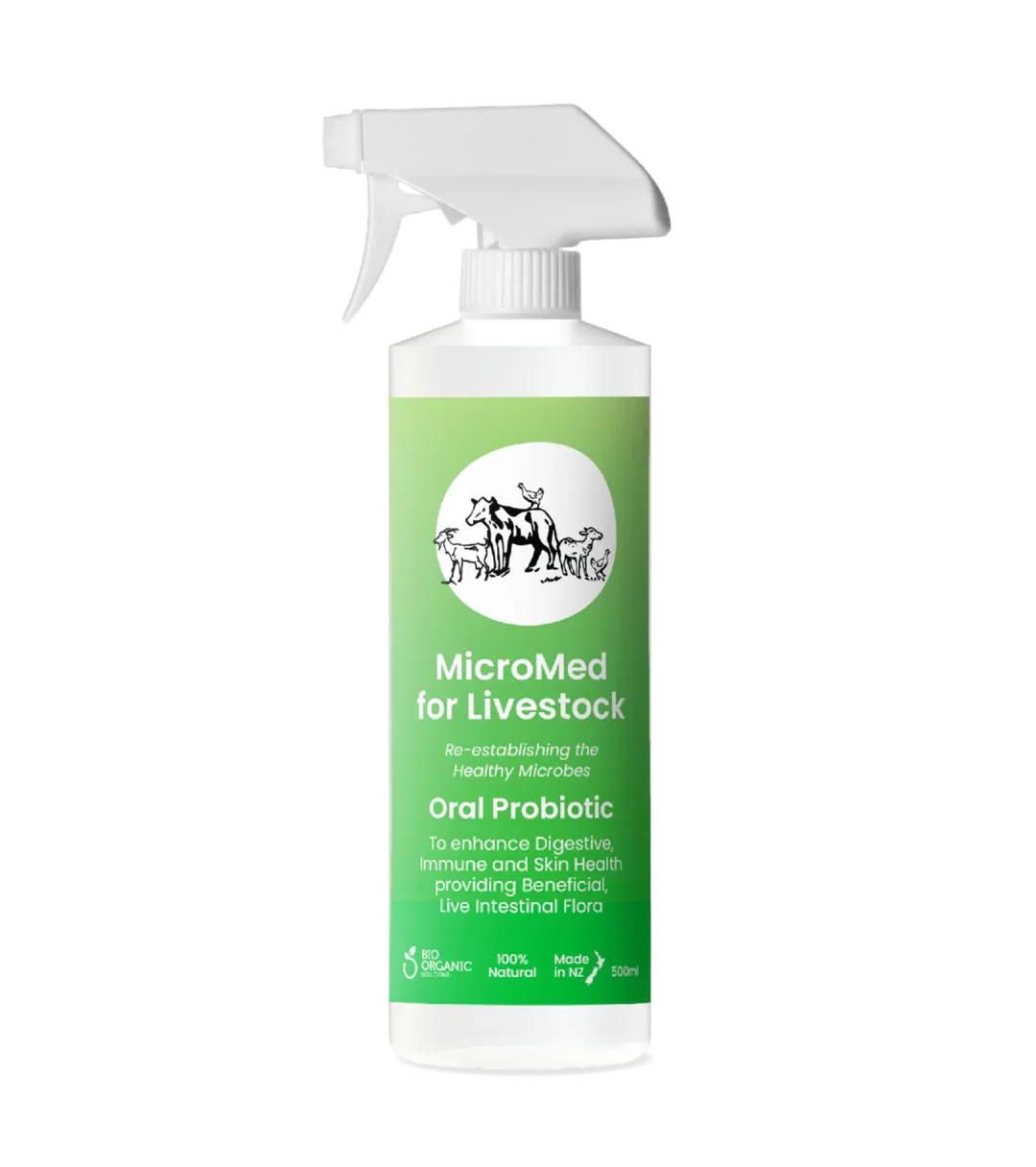MicroMed Livestock Care ongoing health supplement in a 250ml bottle for everyday animal well-being and care.