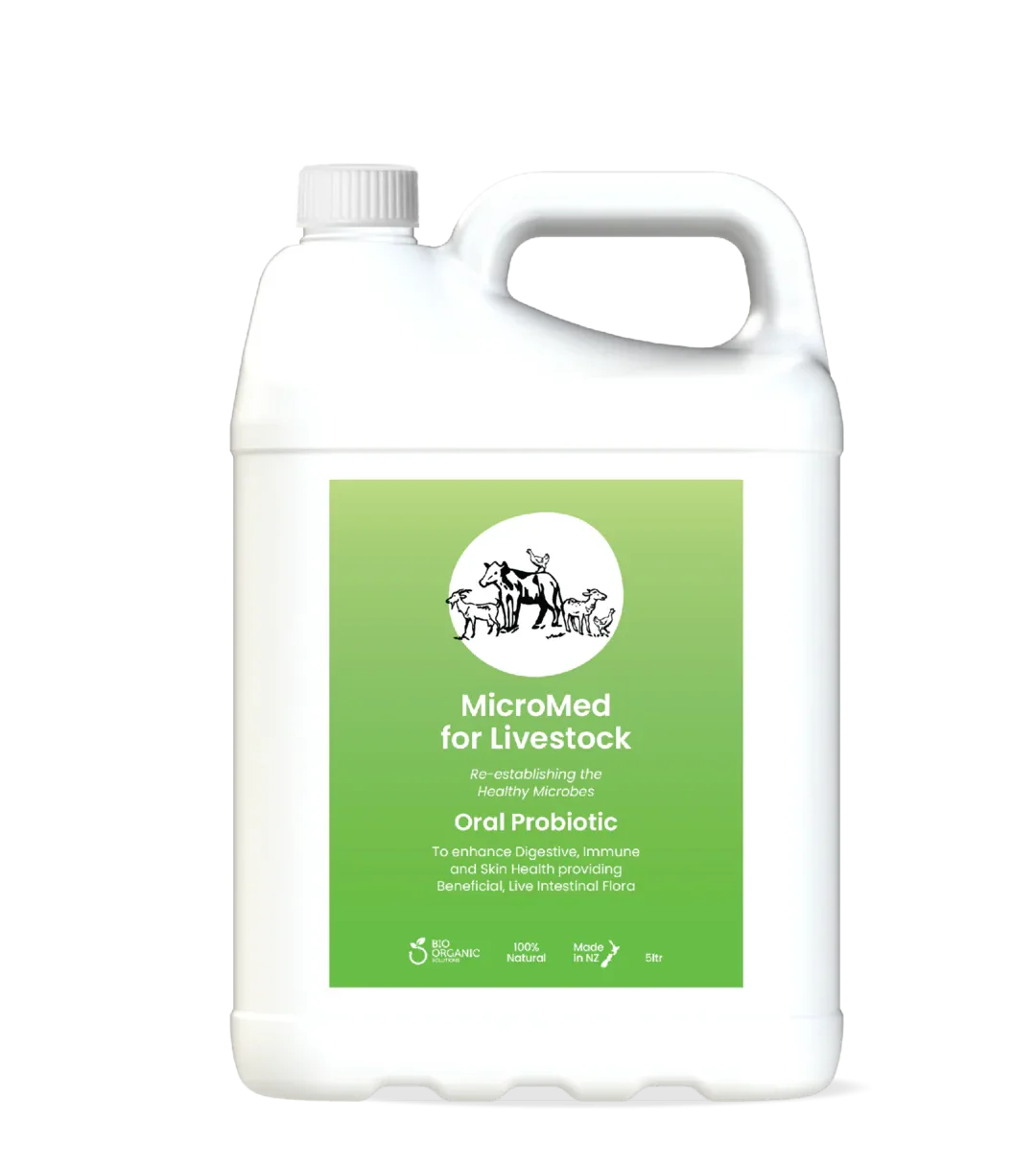 MicroMed Livestock Care ongoing supplement in 250ml bottle, promotes everyday health and well-being for farm animals.