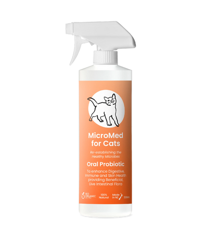 MicroMed for Cats Everyday Care bottle, 500ml, for ongoing feline health and wellness, featuring the MicroMed brand label.