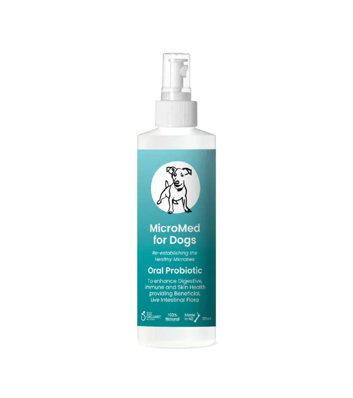 MicroMed for Dogs Care ongoing health and wellness solution in a 500ml bottle, designed for daily pet health support.