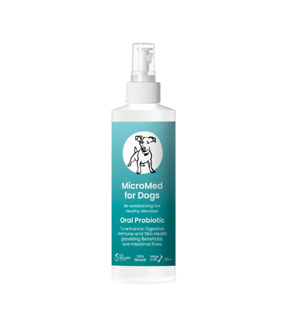 MicroMed for Dogs Care ongoing health and wellness solution in a 500ml bottle, designed for daily pet health support.